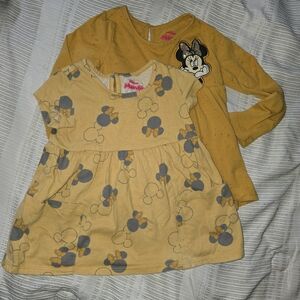 Disney Minnie Mouse Yellow and Gray Dress Set